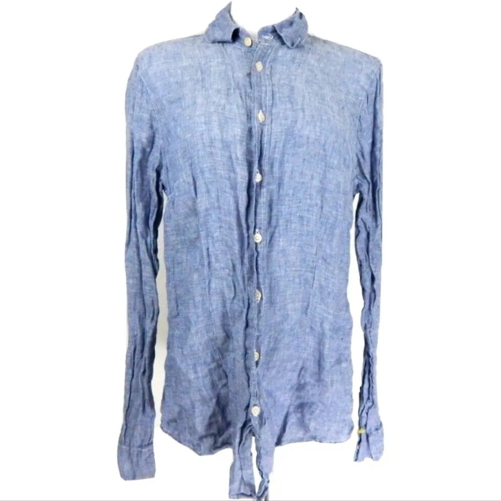 CP Shades Blue Linen Button Up Shirt